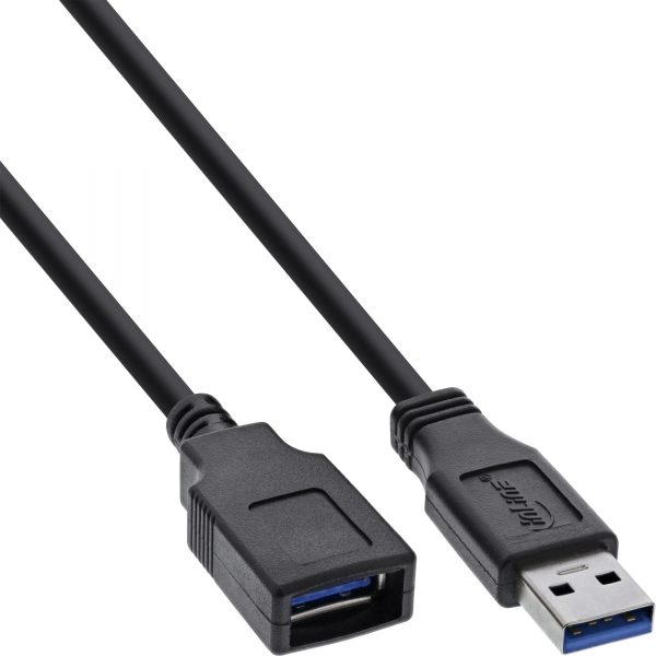 InLine® USB 3.0 Kabel, A Stecker / Buchse, schwarz, 3m