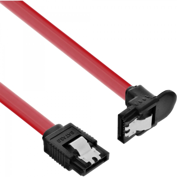 InLine® SATA 6Gb/s Kabel, mit Lasche, gewinkelt, 0,5m