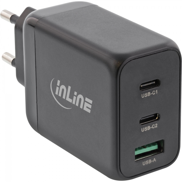 InLine® USB PD Netzteil, GaN Ladegerät, 3-Port, Dual USB-C + USB-A