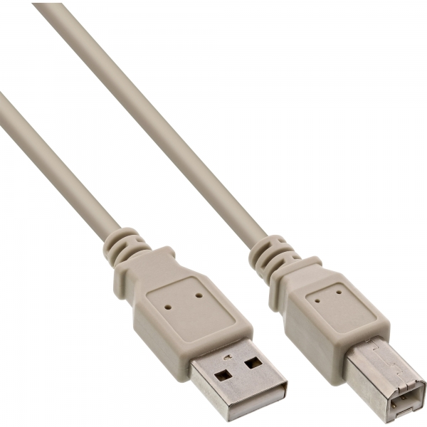 InLine® USB 2.0 Kabel, A an B, beige, 3m, bulk