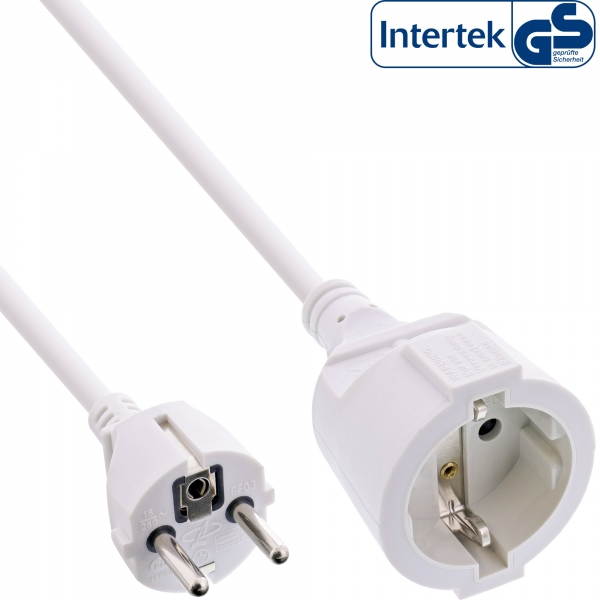 InLine® Strom-Verlängerung Schutzkontakt Stecker / Buchse, weiß, 7m