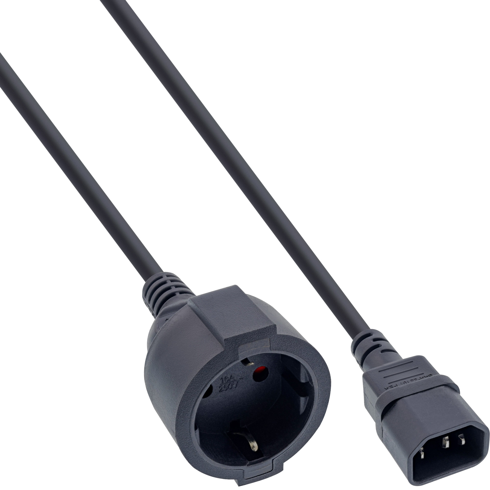 InLine® Netz Adapter Kabel, Kaltgeräte C14 auf Schutzkontakt Buchse, für  USV, 1m, Kaltgerätekabel Deutschland/EU, Stromkabel extern, Kabel, Produkte