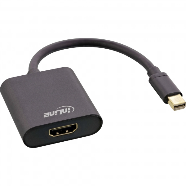 InLine® Mini DisplayPort HDMI Adaptor Aluminum Audio, 4K/60Hz, black, 0.15m |Displayport to HDMI / VGA /DVI Adapter / Converter | Products | inline-info.com