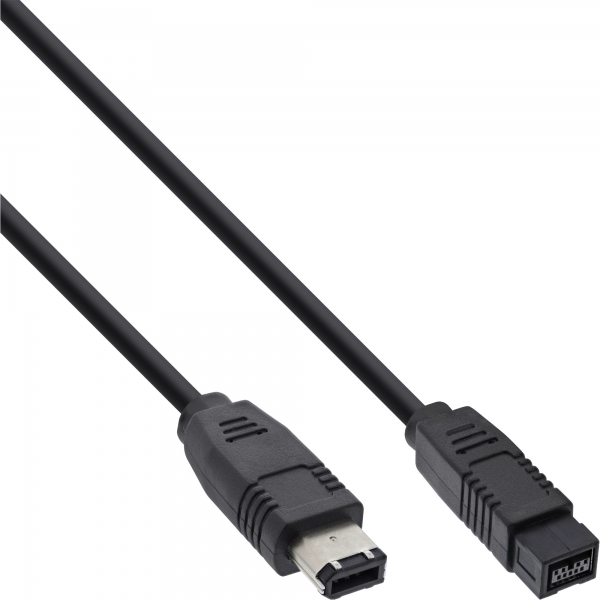 InLine® FireWire Kabel, IEEE1394 6pol Stecker zu 9pol Stecker, schwarz, 5m