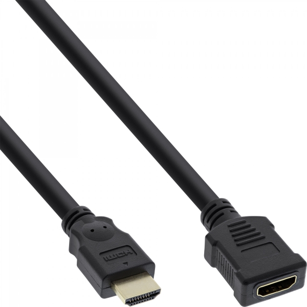 InLine® HDMI Verlängerung, HDMI-High Speed, Stecker / Buchse, schwarz, vergoldete Kontakte, 3m