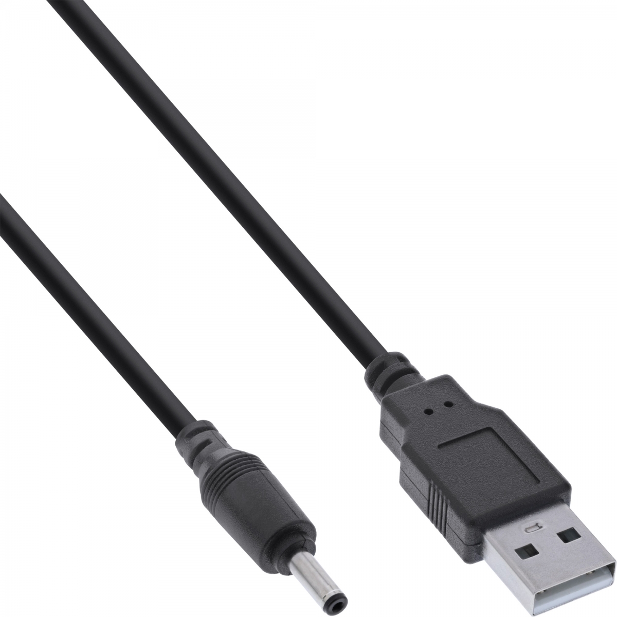 InLine® USB DC Stromadapterkabel, USB A Stecker zu DC 3,5x1,35mm  Hohlstecker, schwarz, 1m, DC Adapterkabel, Stromkabel extern, Kabel, Produkte