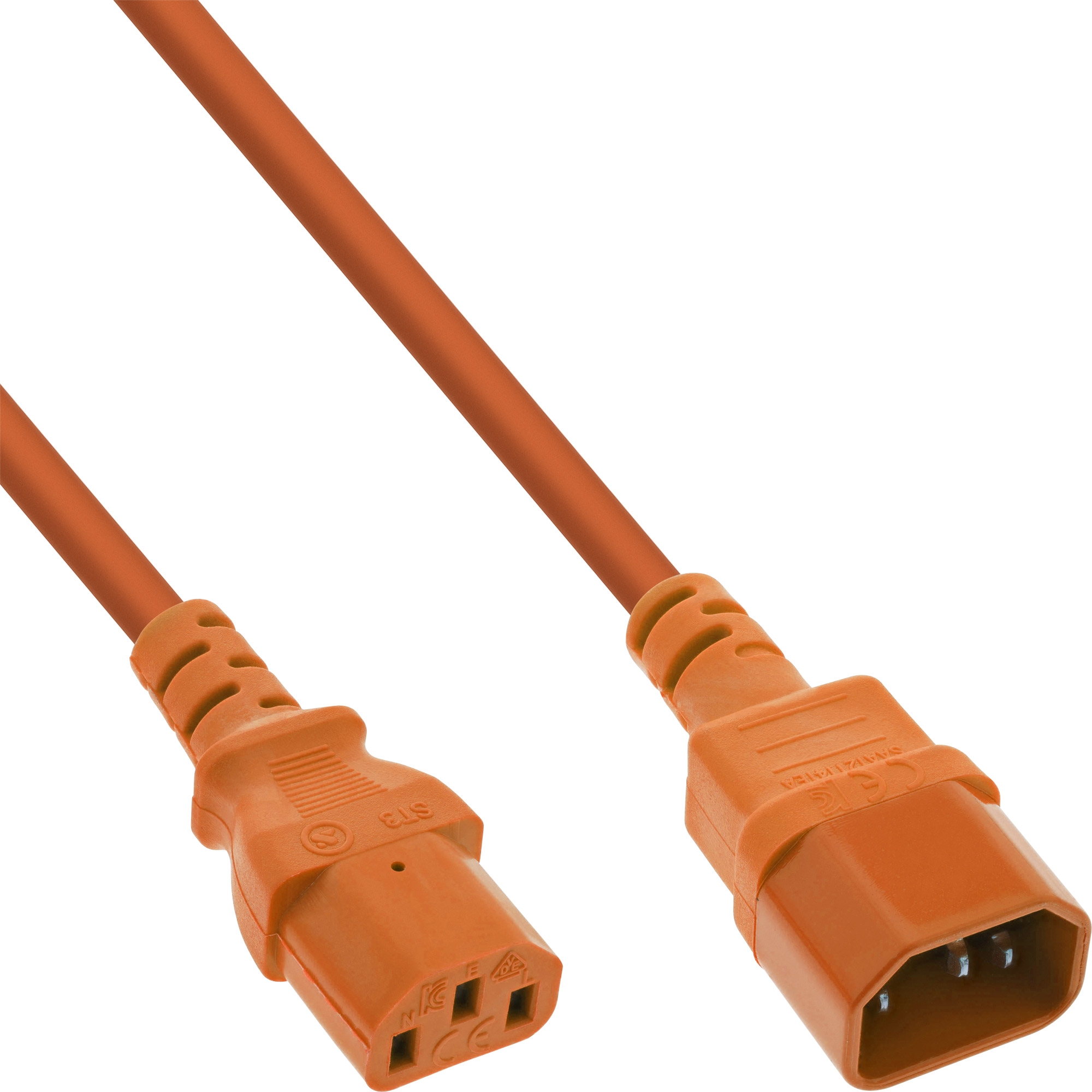 InLine® Kaltgeräteverlängerung, C13 auf C14, orange, 1m, Kaltgeräteverlängerung, Stromkabel extern, Kabel, Produkte