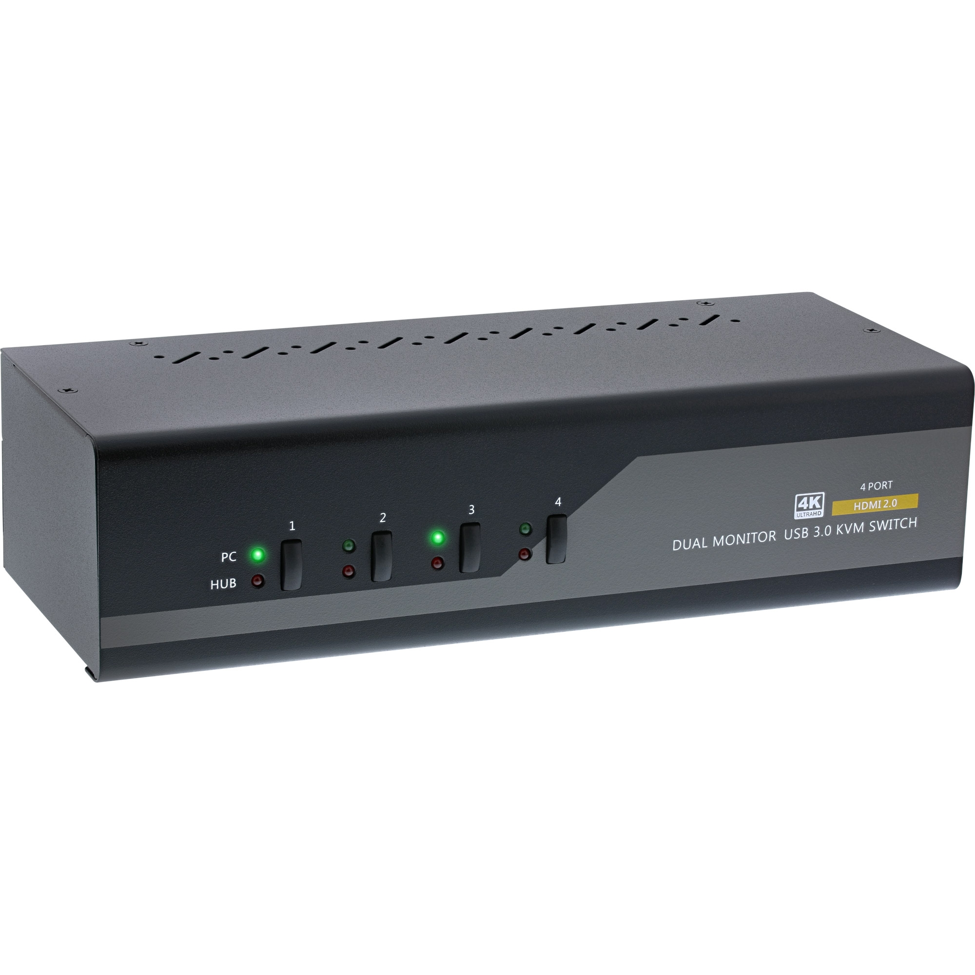 Inline KVM Desktop Switch 4-Way Dual Monitor HDMI 4K USB 3.0 Audio 
