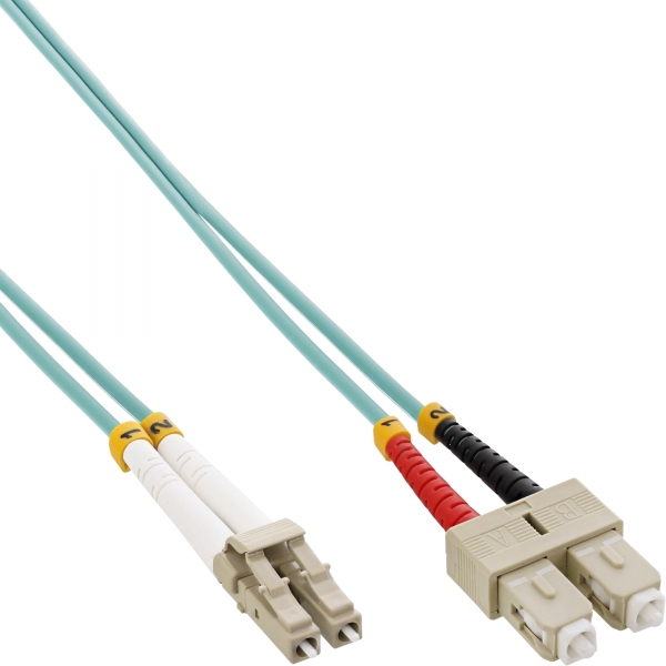 InLine® LWL Duplex Kabel, LC/SC, 50/125µm, OM3, 1m