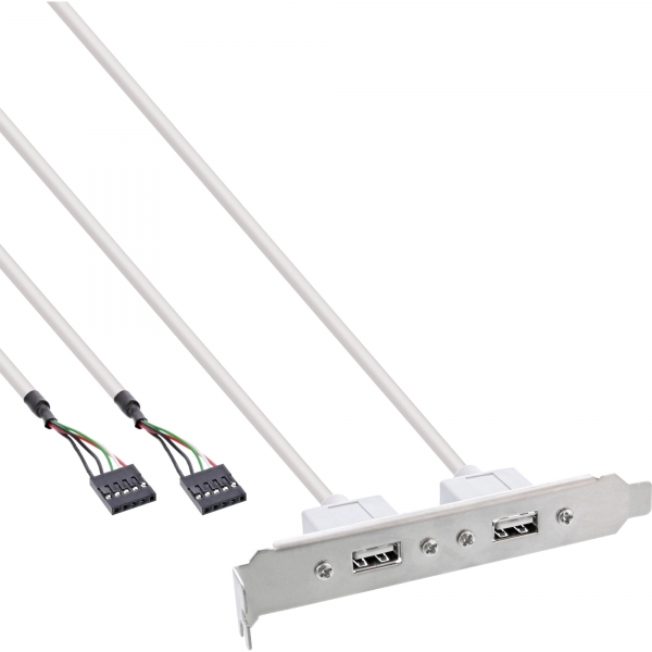 InLine® Slotblech USB 2.0, 2x USB Buchse auf 2x 5pol Pfostenverbinder, 0,3m