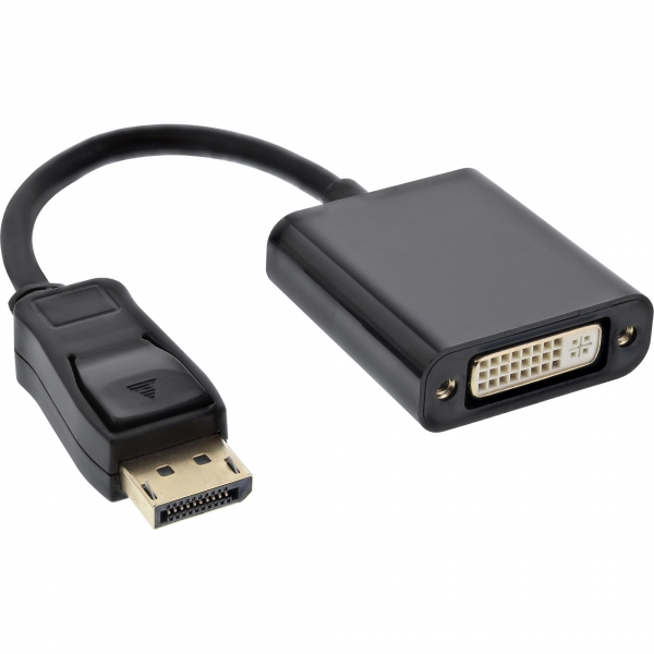 InLine® DisplayPort Adapterkabel, DisplayPort Stecker auf DVI-D 24+5 Buchse schwarz, 0,15m