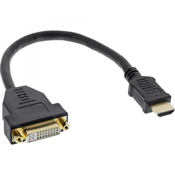 InLine® HDMI-DVI Adapterkabel, HDMI Stecker auf DVI Buchse, 0,2m