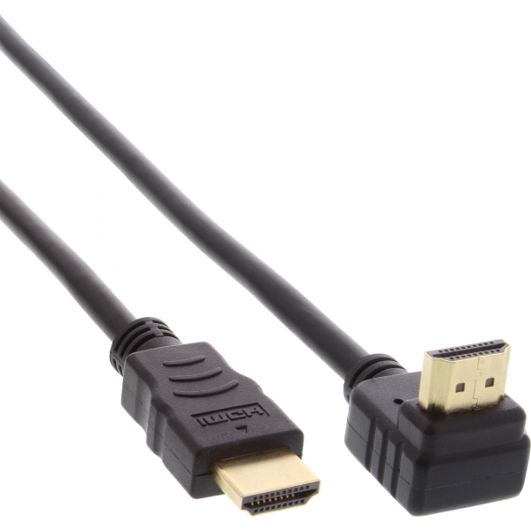 InLine® HDMI Kabel, gewinkelt, HDMI-High Speed mit Ethernet, Stecker / Stecker, verg. Kontakte, schwarz, 1,5m