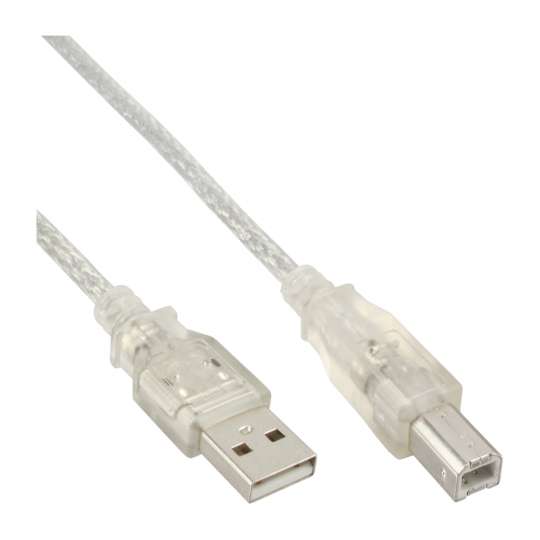 InLine® USB 2.0 Kabel, A an B, transparent, 7m