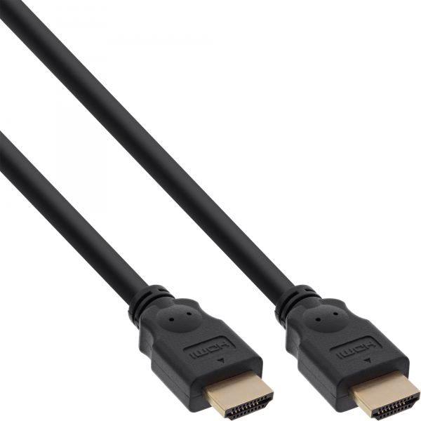 InLine® HDMI Kabel, HDMI-High Speed, Stecker / Stecker, verg. Kontakte, schwarz, 3m