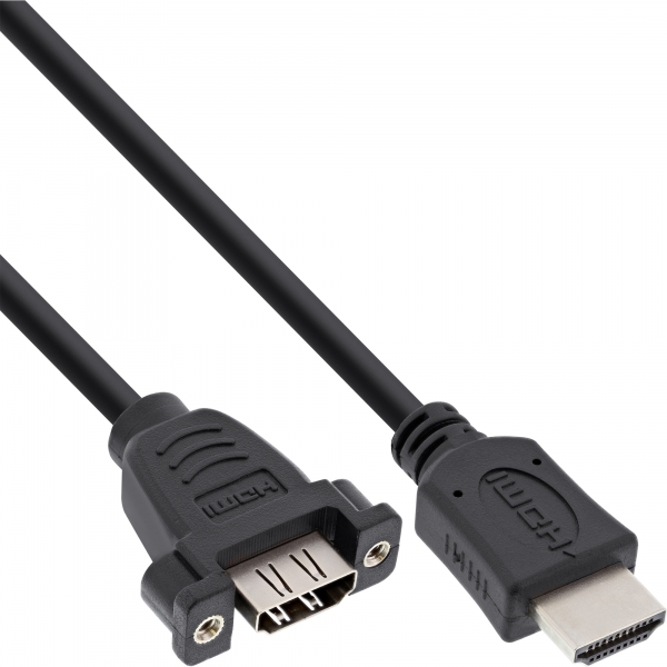 InLine® HDMI 4K2K Adapterkabel zum Einbau, HDMI A Stecker/Buchse, 0,6m, HDMI zu HDMI / DVI / mini HDMI, Adapter / Konverter, Produkte