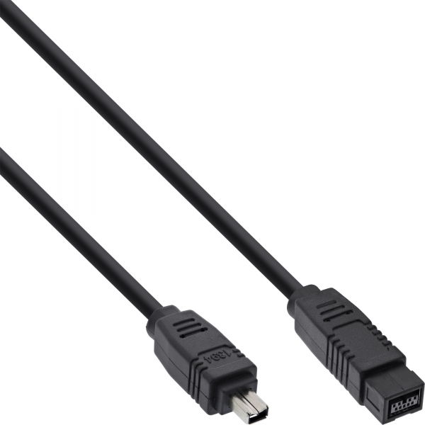 InLine® FireWire Kabel, IEEE1394 4pol Stecker zu 9pol Stecker, schwarz, 1,8m