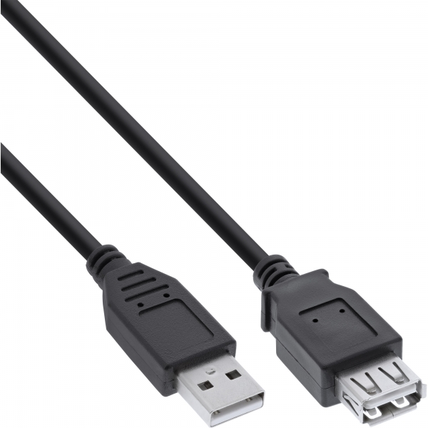 InLine® USB 2.0 Verlängerung, USB-A Stecker / Buchse, schwarz, 1m