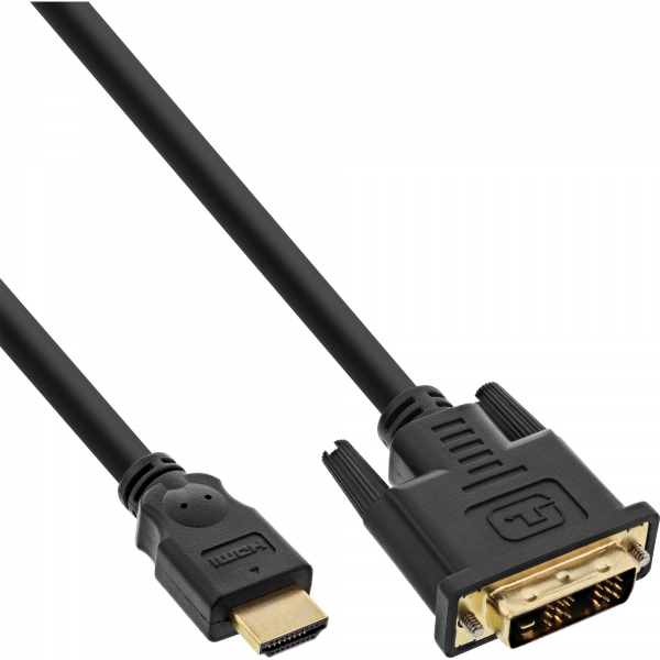 InLine® HDMI-DVI Kabel, vergoldete Kontakte, HDMI Stecker auf DVI 18+1 Stecker, 5m