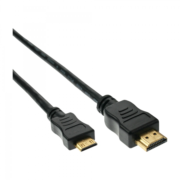 InLine® HDMI Mini Kabel, High Speed HDMI Cable, Stecker A auf C, verg. Kontakte, schwarz, 5m